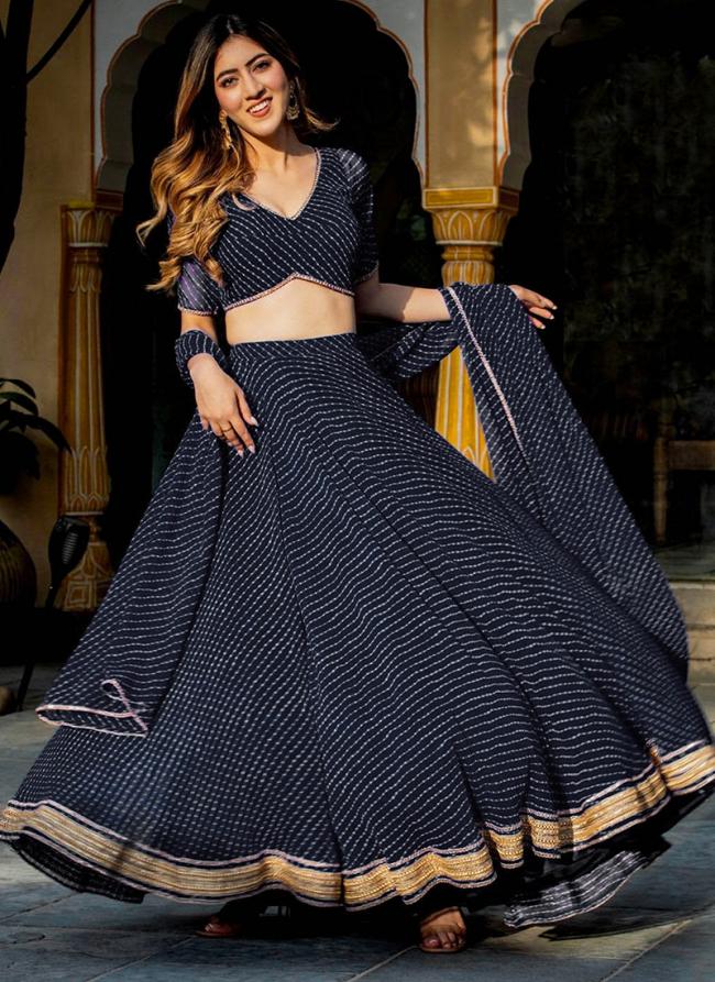 Georgette Black Party Wear Leheriya Print Lehenga Choli